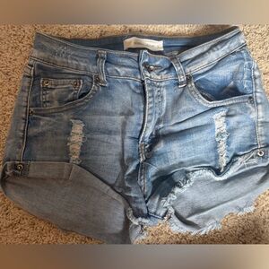 Ocean Drive Light Blue Distressed Denim Shorts